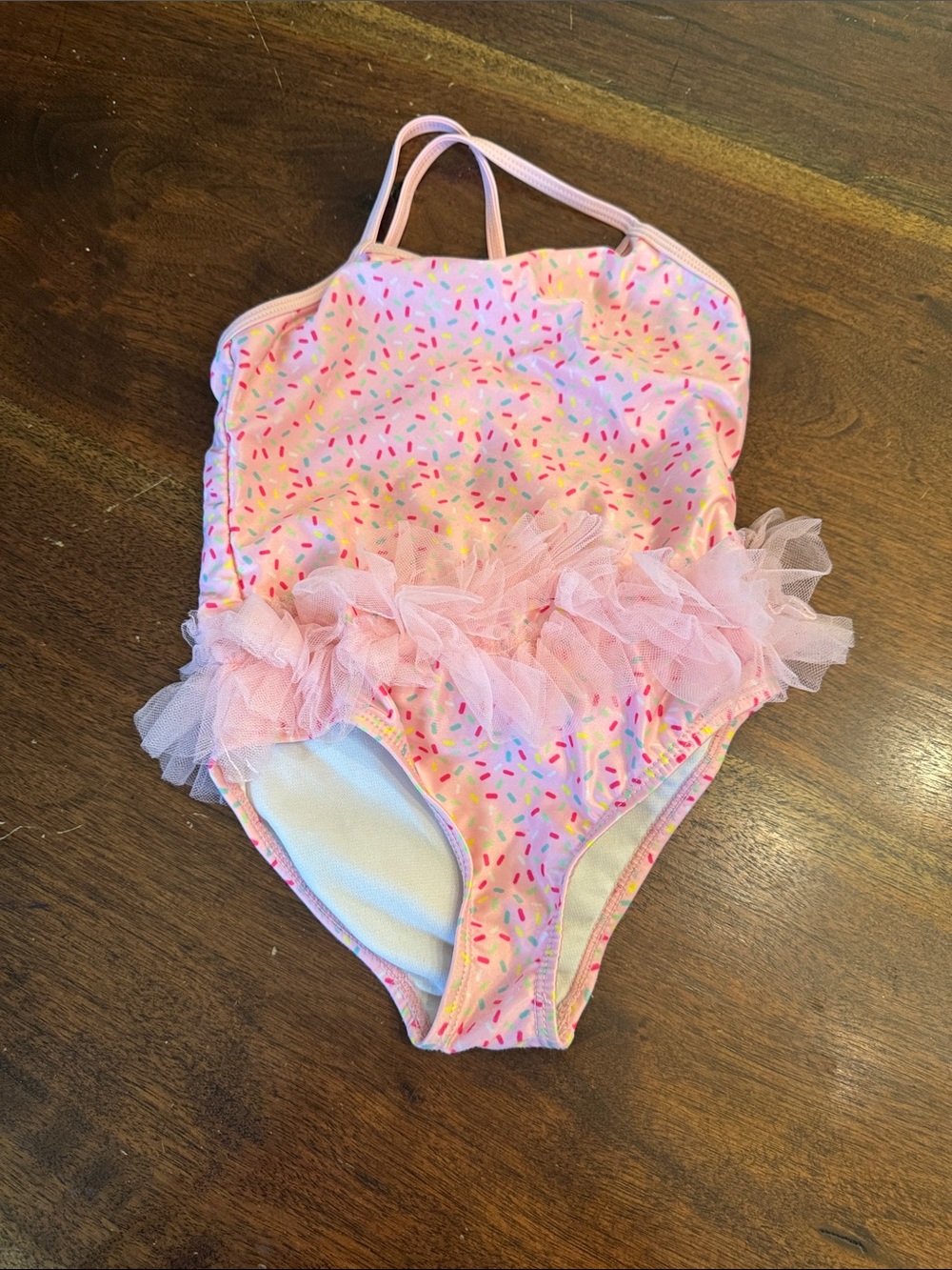 healthtex Pink Sprinkle Tulle Ruffle One-Piece Swimsuit